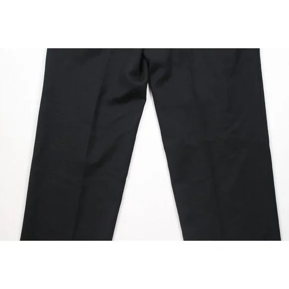 Vintage 90s Streetwear Mens 32x32 Pleated Cuffed Wide Leg Wool Chino Pants Black